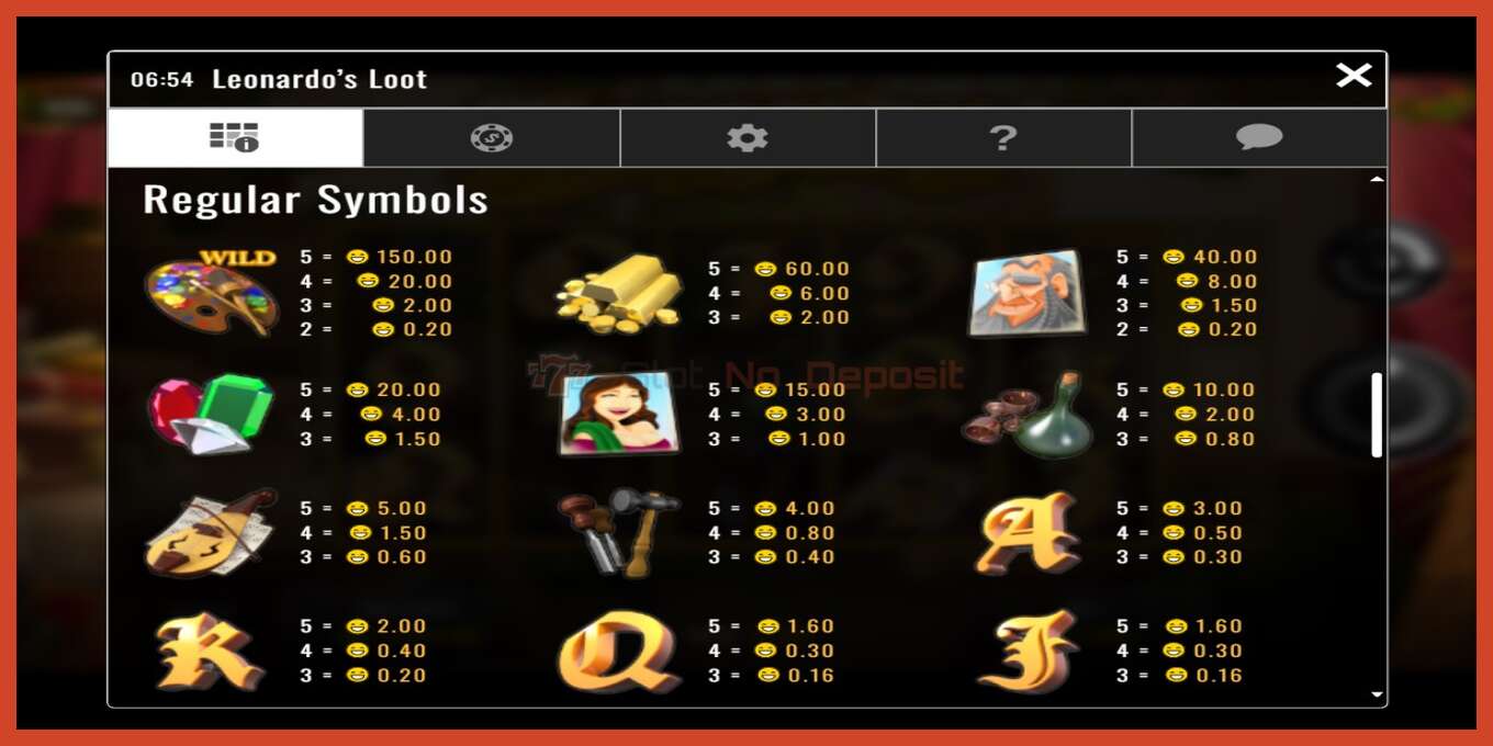 Slot screenshot: Leonardo’s Loot no deposit, number - 4