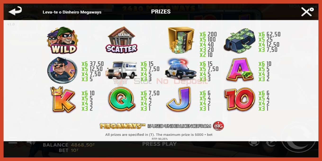 Slot screenshot: Leva-te o Dinheiro Megaways no deposit, number - 5