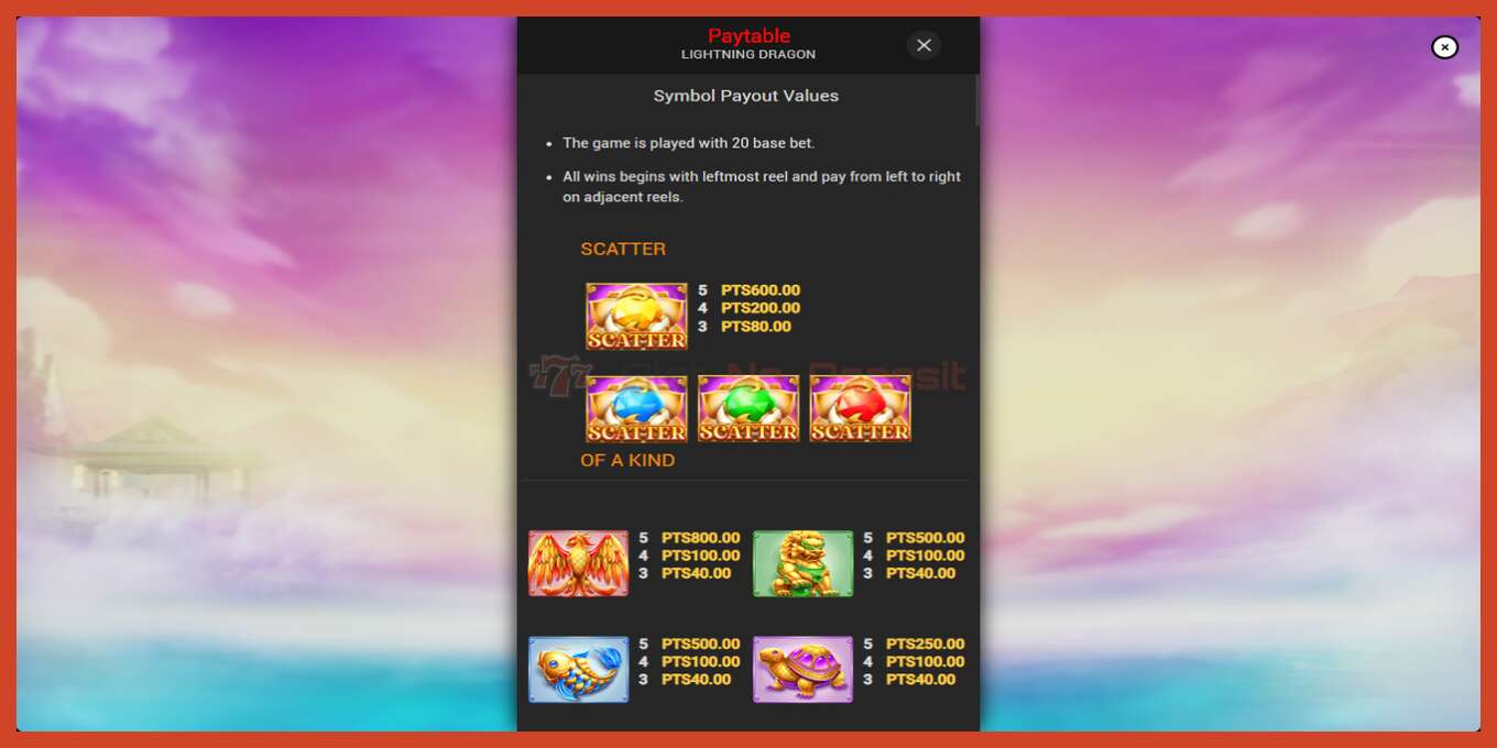 Slot screenshot: Lightning Dragon no deposit, number - 5