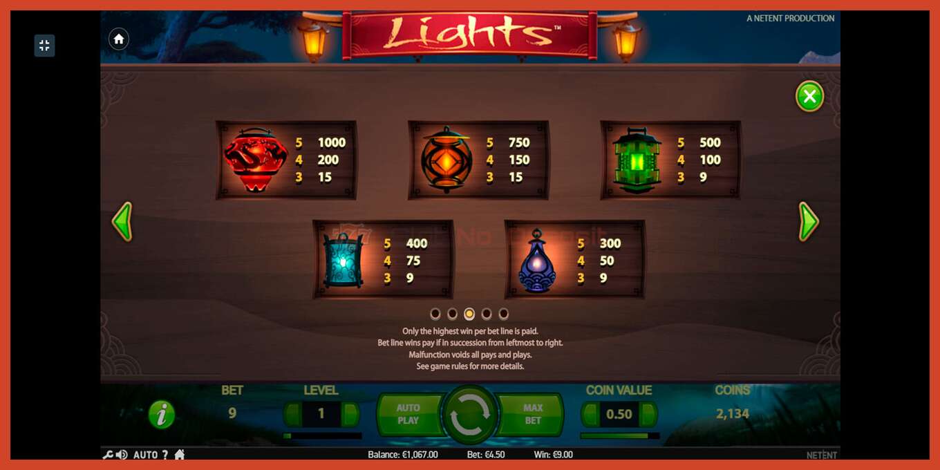 Slot screenshot: Lights no deposit, number - 5