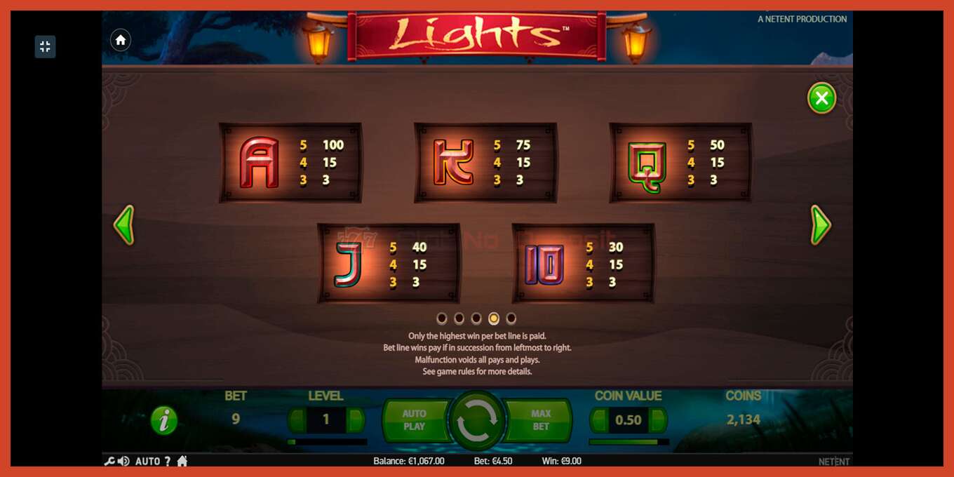 Slot screenshot: Lights no deposit, number - 6