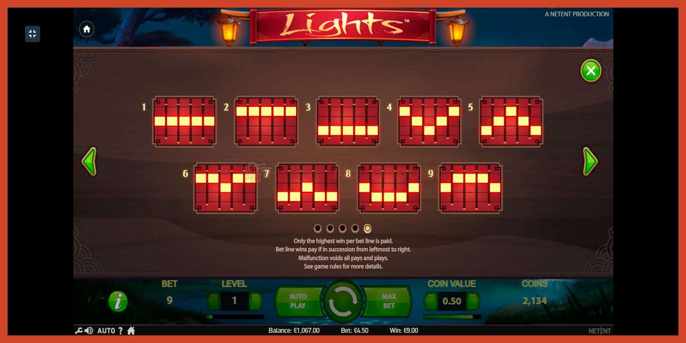 Slot screenshot: Lights no deposit, number - 7