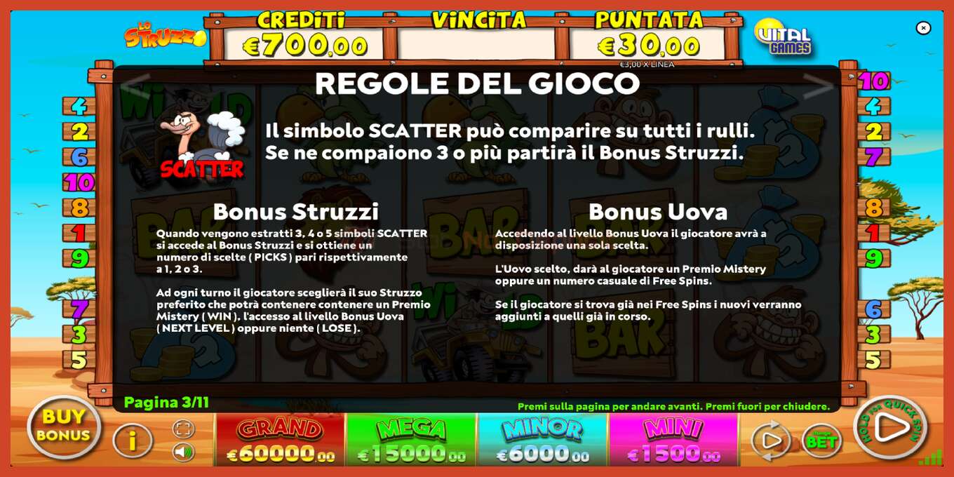 Slot pantaila-argazkia: Lo Struzzo gordailurik ez, zenbakia - 7