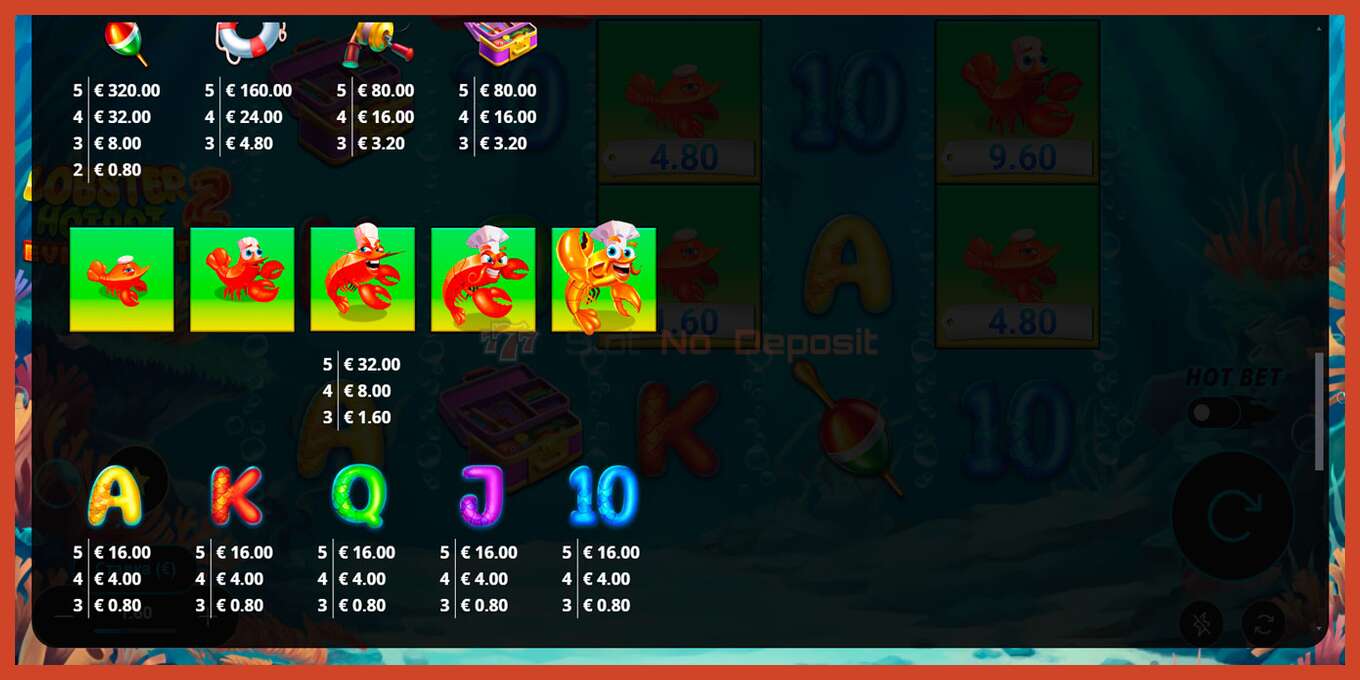 Slot screenshot: Lobster Hotpot 2 Even Hotter no deposit, number - 7