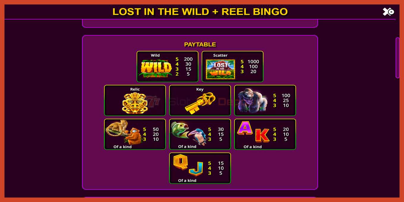 فتحة لقطة الشاشة: Lost in the Wild with Reel Bingo لا إيداع, رقم - 6