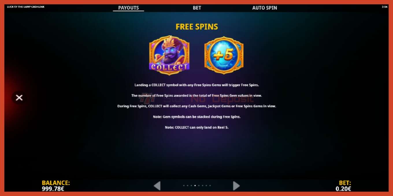 Slot screenshot: Luck of the Lamp Cashlink no deposit, number - 6