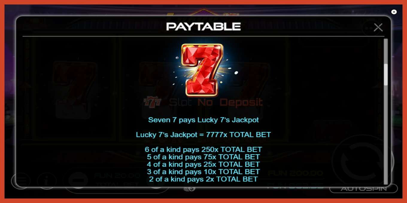 Slot screenshot: Lucky 7s no deposit, number - 6