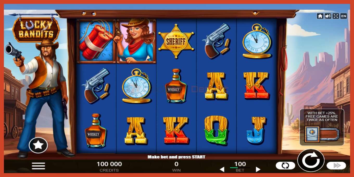 Slot screenshot: Lucky Bandits no deposit, number - 1