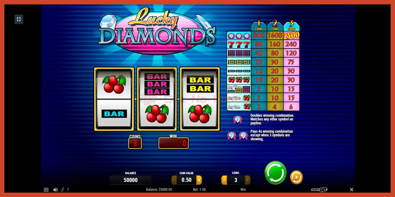 Slot screenshot: Lucky Diamonds no deposit, number - 1