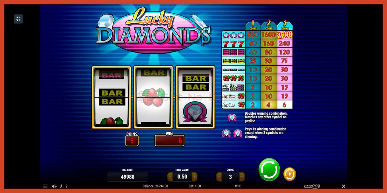 Slot screenshot: Lucky Diamonds no deposit, number - 3