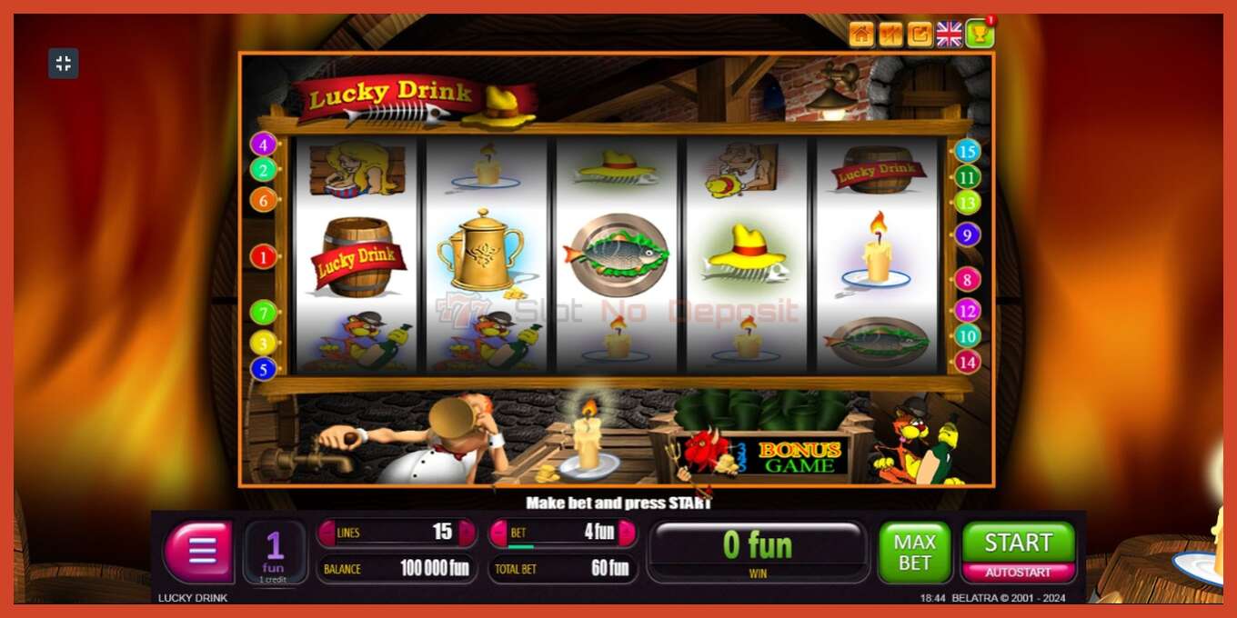 Slot screenshot: Lucky Drink no deposit, number - 1