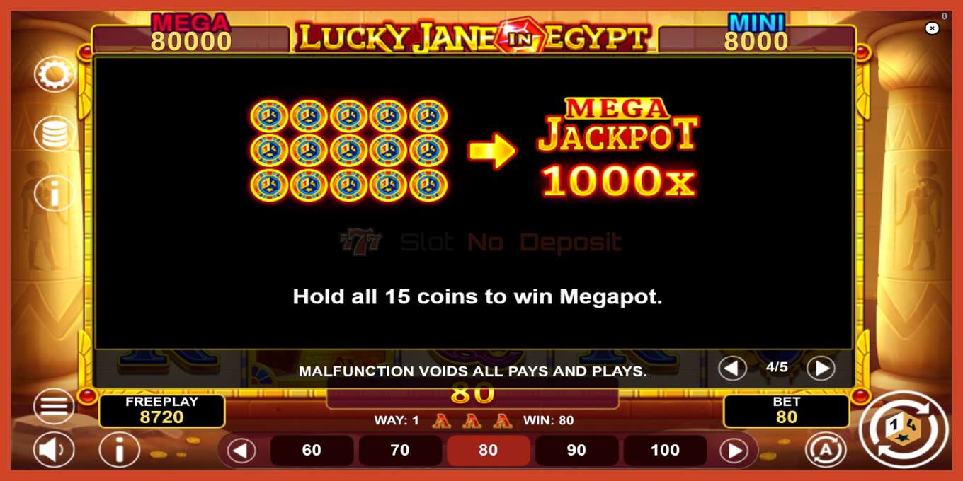 Lizdų ekrano kopija: Lucky Jane in Egypt Hold & Win jokio užstato, numerį - 7