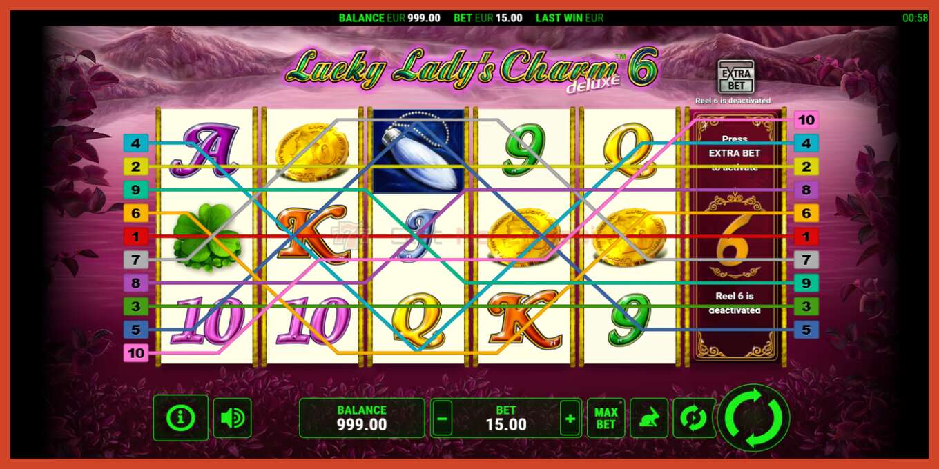 Slot screenshot: Lucky Ladys Charm Deluxe 6 no deposit, number - 1