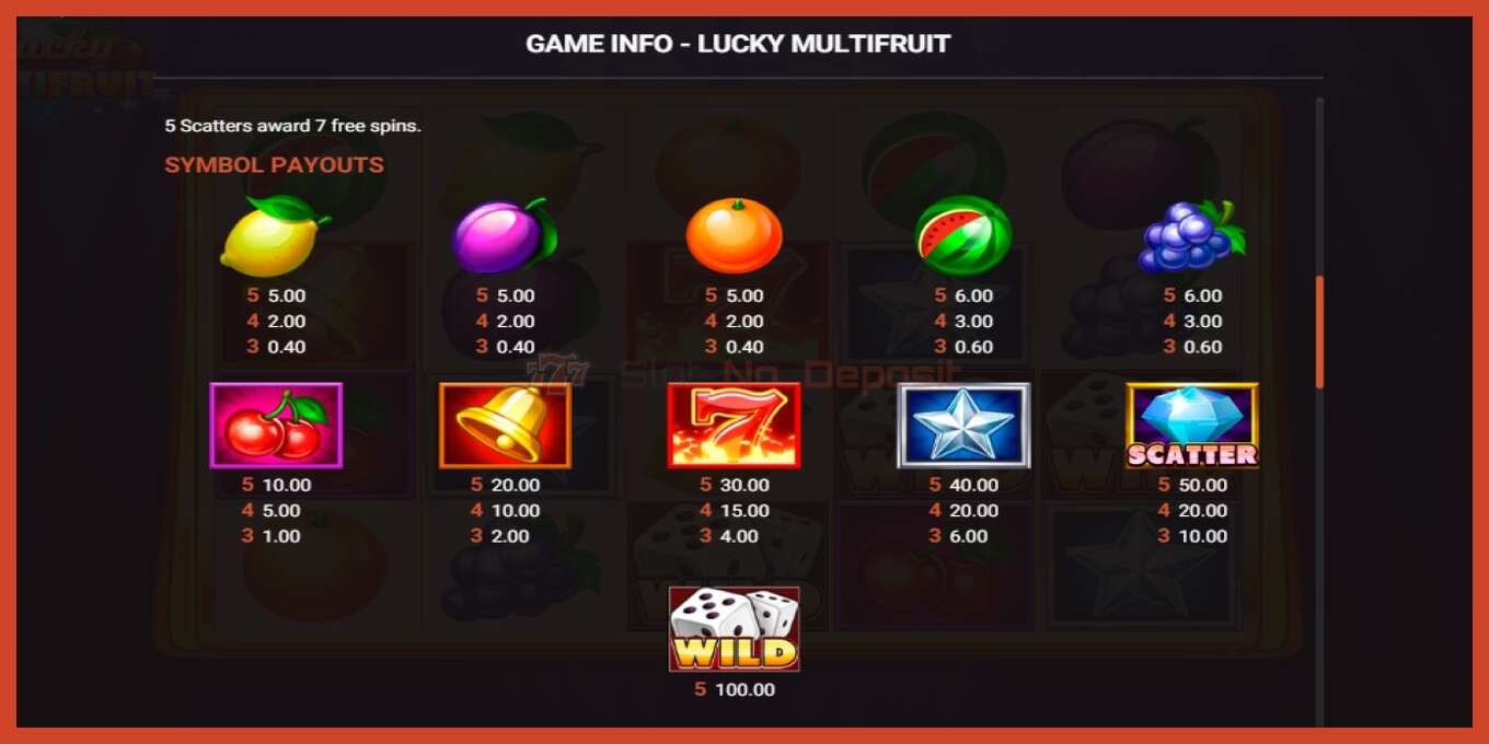 Slot screenshot: Lucky Multifruit no deposit, number - 3