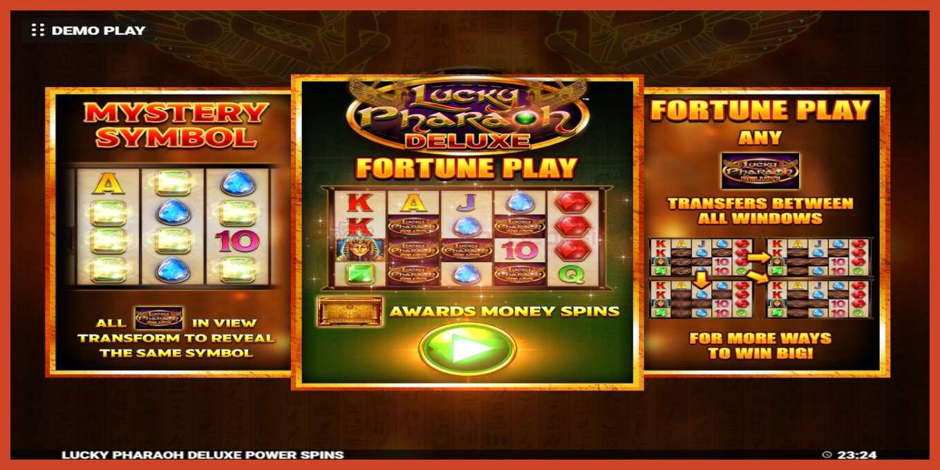 Slot screenshot: Lucky Pharaoh Deluxe Fortune Play no deposit, number - 1