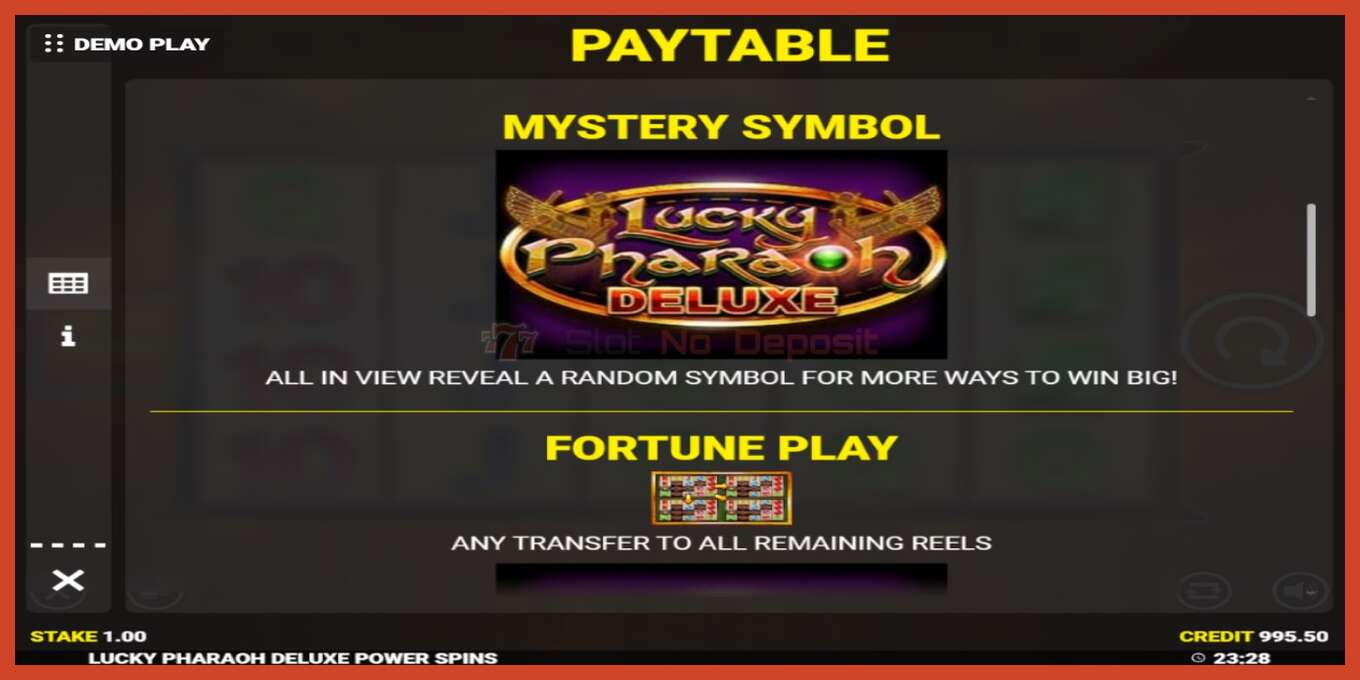 Slot screenshot: Lucky Pharaoh Deluxe Fortune Play no deposit, number - 5