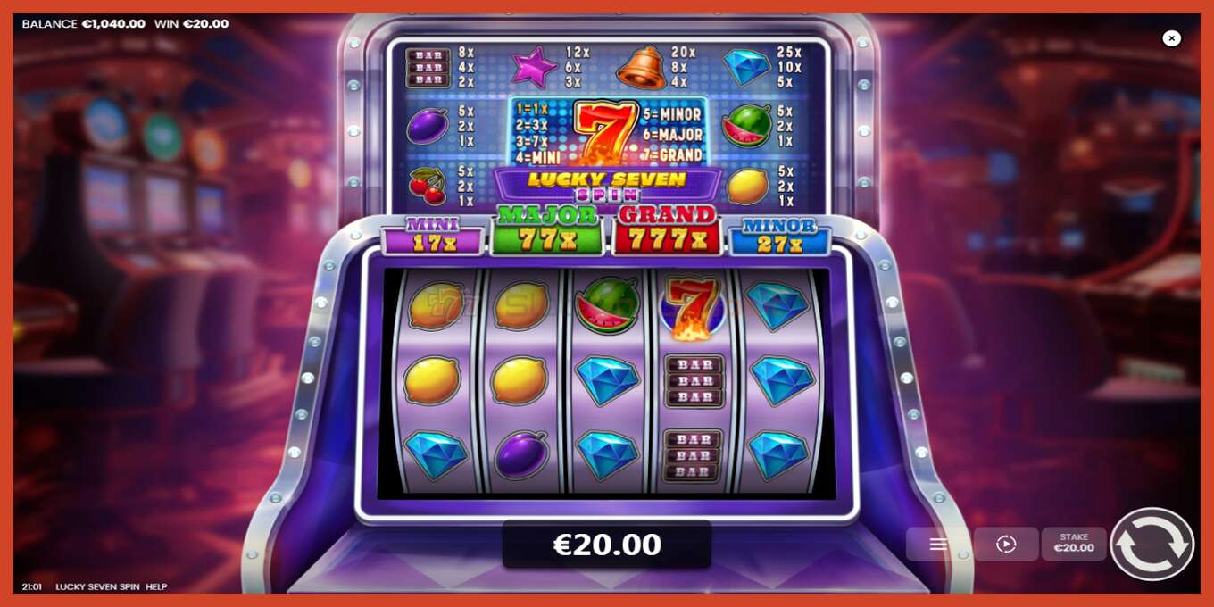 Slot screenshot: Lucky Seven Spin no deposit, number - 4