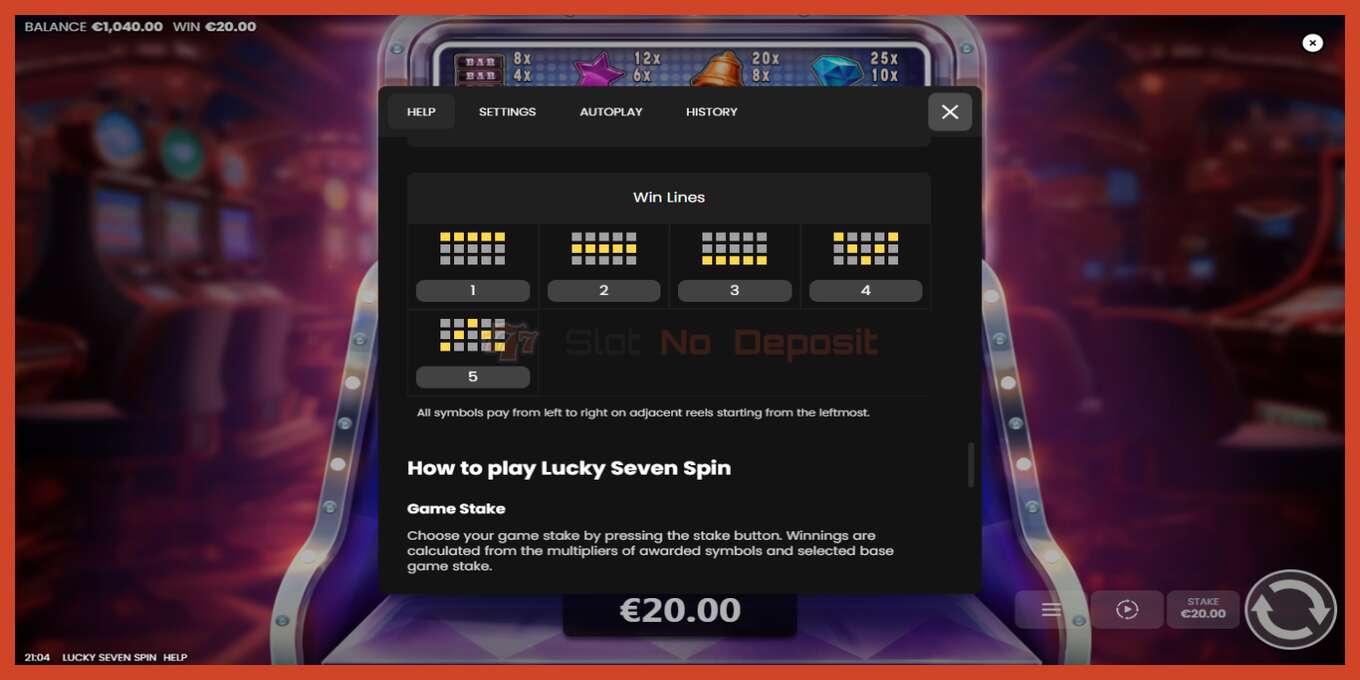 Slot screenshot: Lucky Seven Spin no deposit, number - 7