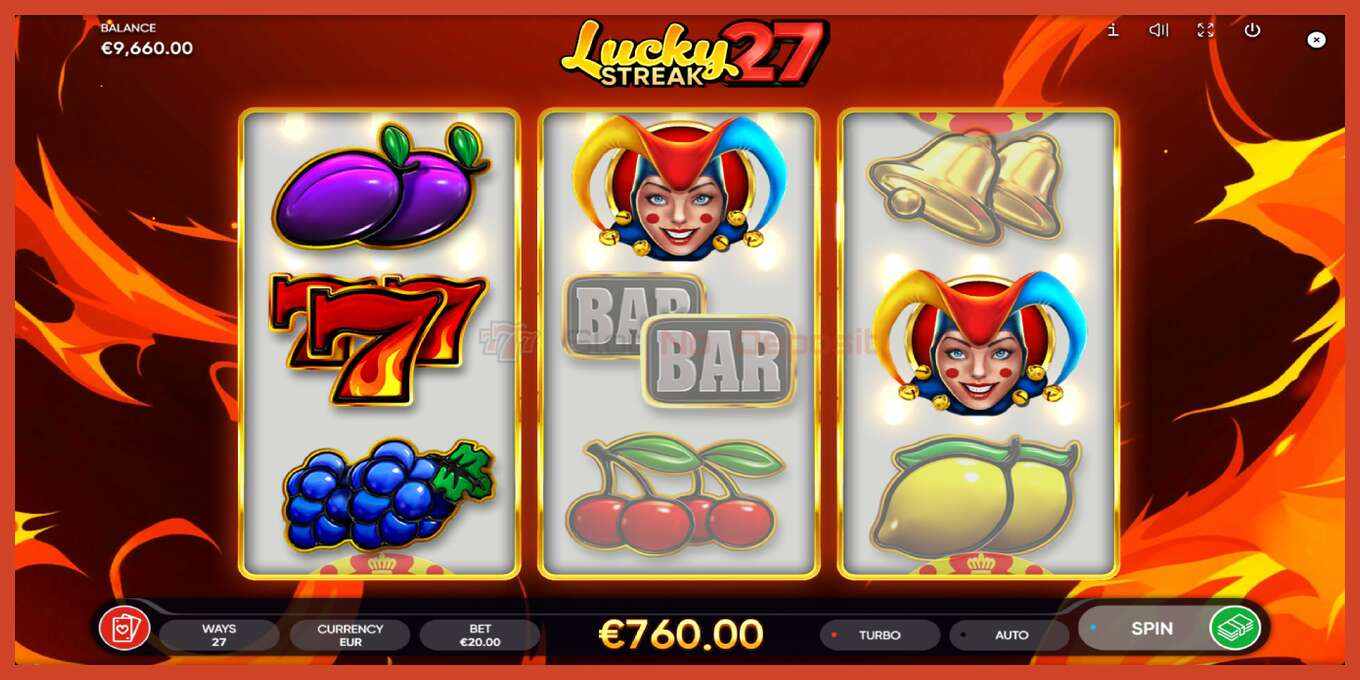 Captura de tela do slot: Lucky Streak 27 sem depósito, número - 2