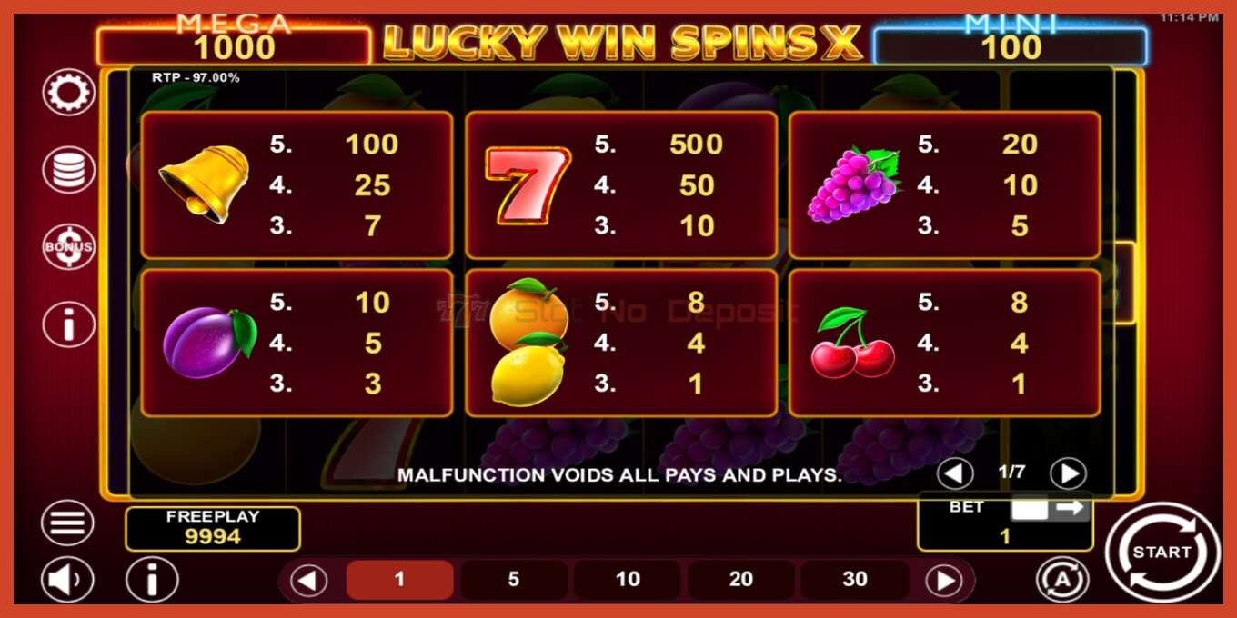 Captura de pantalla do slot: Lucky Win Spins X sen depósito, número - 4