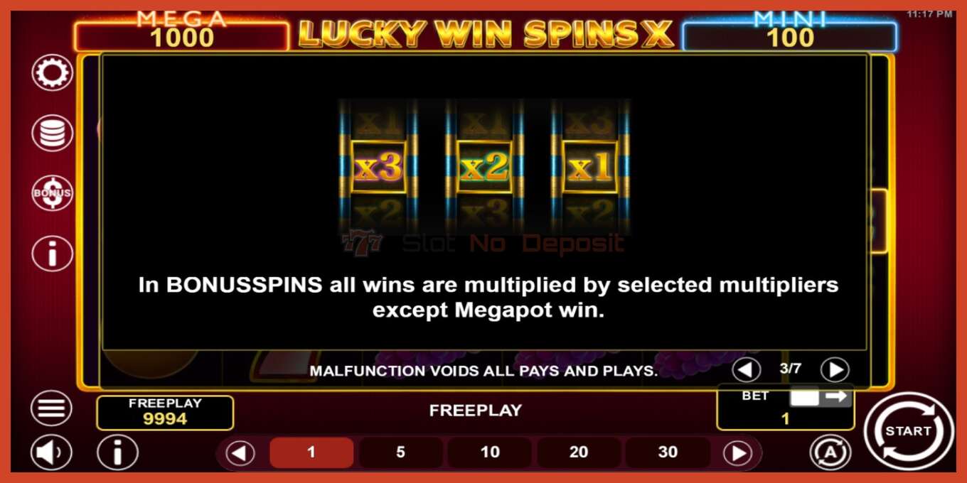 Captura de pantalla do slot: Lucky Win Spins X sen depósito, número - 6