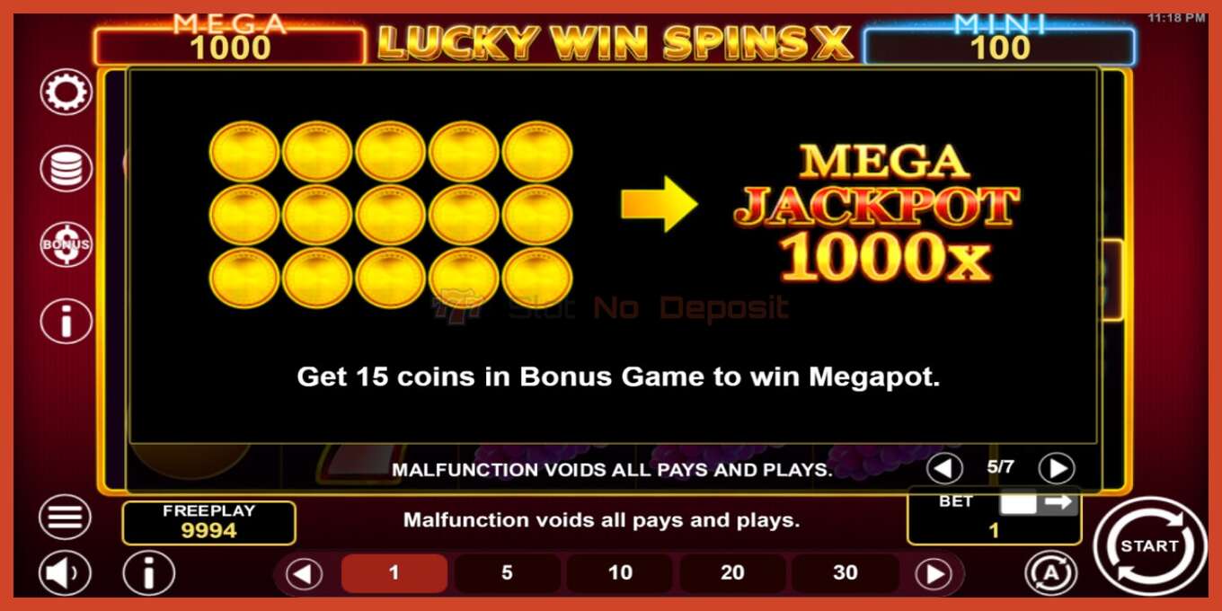 Captura de pantalla do slot: Lucky Win Spins X sen depósito, número - 7