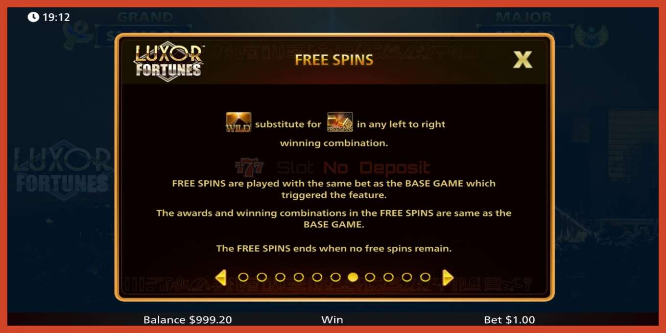 Slot screenshot: Luxor Fortunes no deposit, number - 5