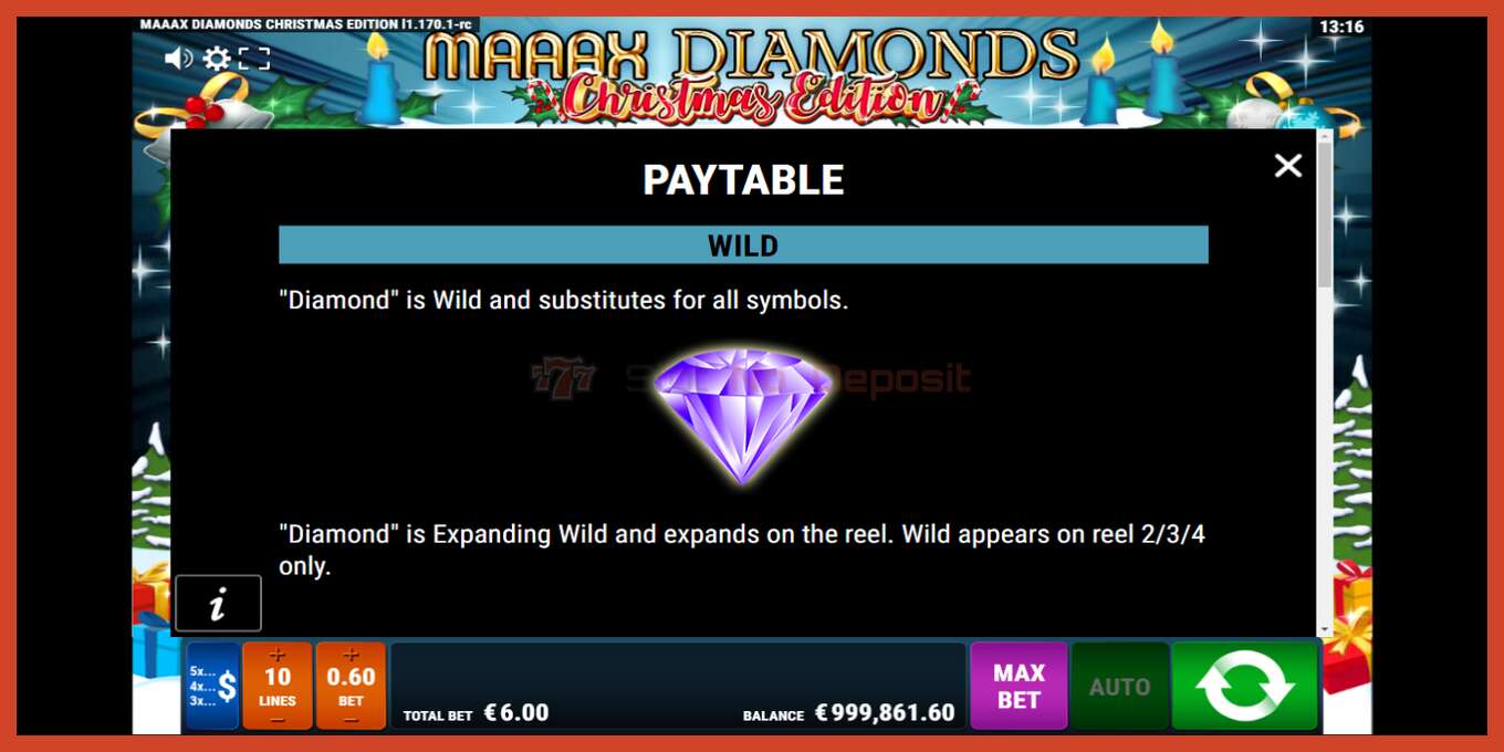 Slot screenshot: Maaax Diamonds no deposit, number - 6