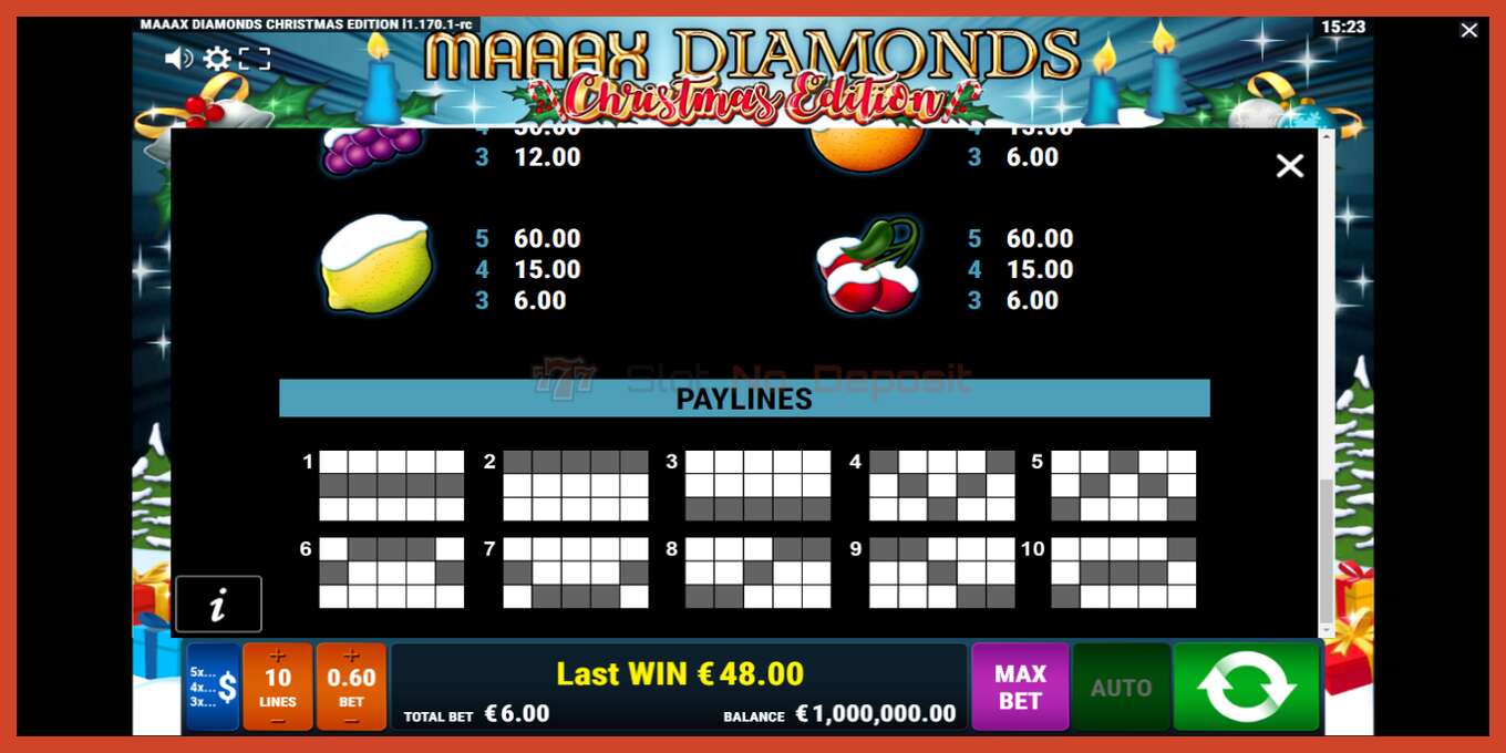 Slot screenshot: Maaax Diamonds Christmas Edition no deposit, number - 7