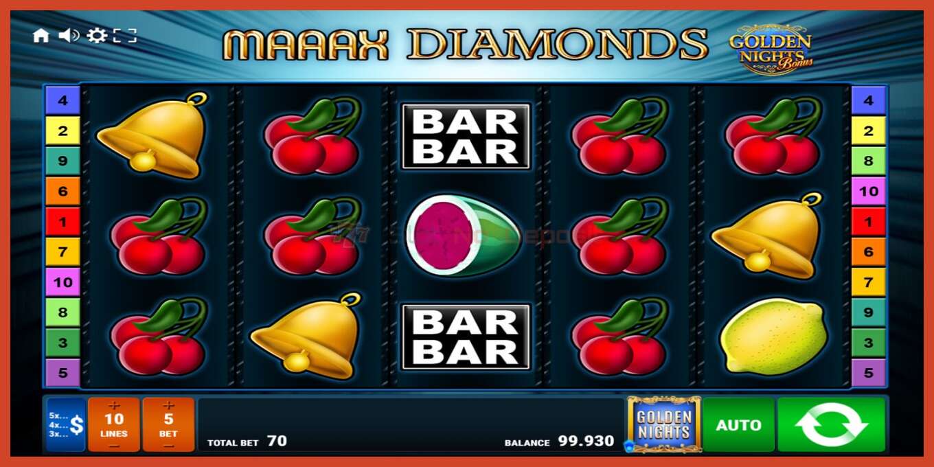 Slot screenshot: Maaax Diamonds Golden Nights no deposit, number - 2