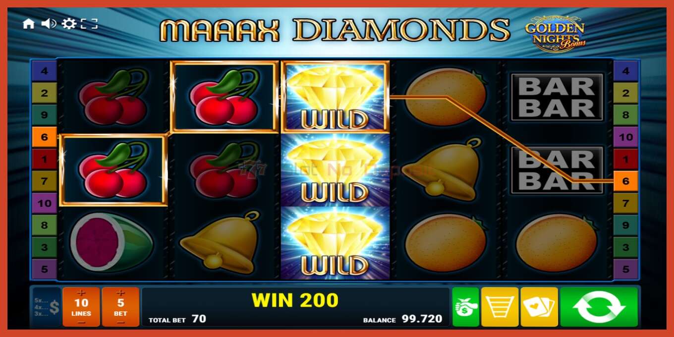 Slot screenshot: Maaax Diamonds Golden Nights no deposit, number - 3