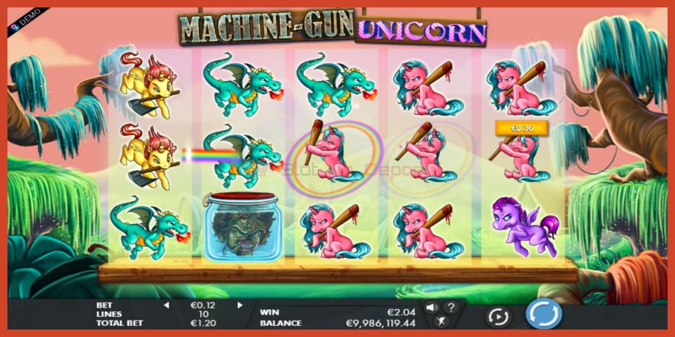 Slot screenshot: Machine Gun Unicorn no deposit, number - 2