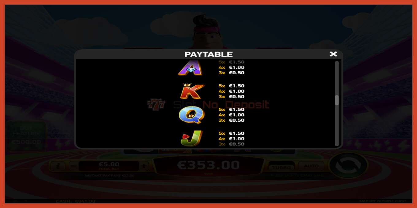 Slot screenshot: Mad Hit Olympic First no deposit, number - 7