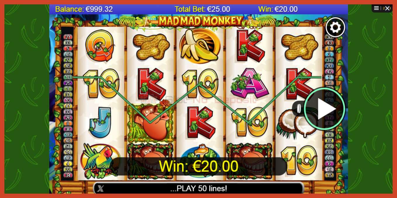 Slot screenshot: Mad Mad Monkey no deposit, number - 2