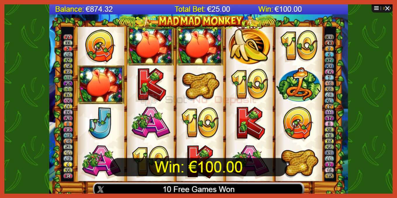 Slot screenshot: Mad Mad Monkey no deposit, number - 3