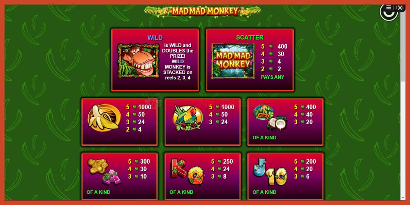 Slot screenshot: Mad Mad Monkey no deposit, number - 6