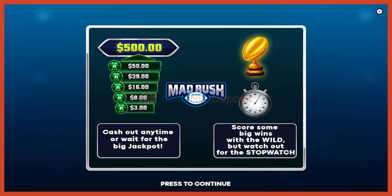 Slot screenshot: Mad Rush no deposit, number - 1