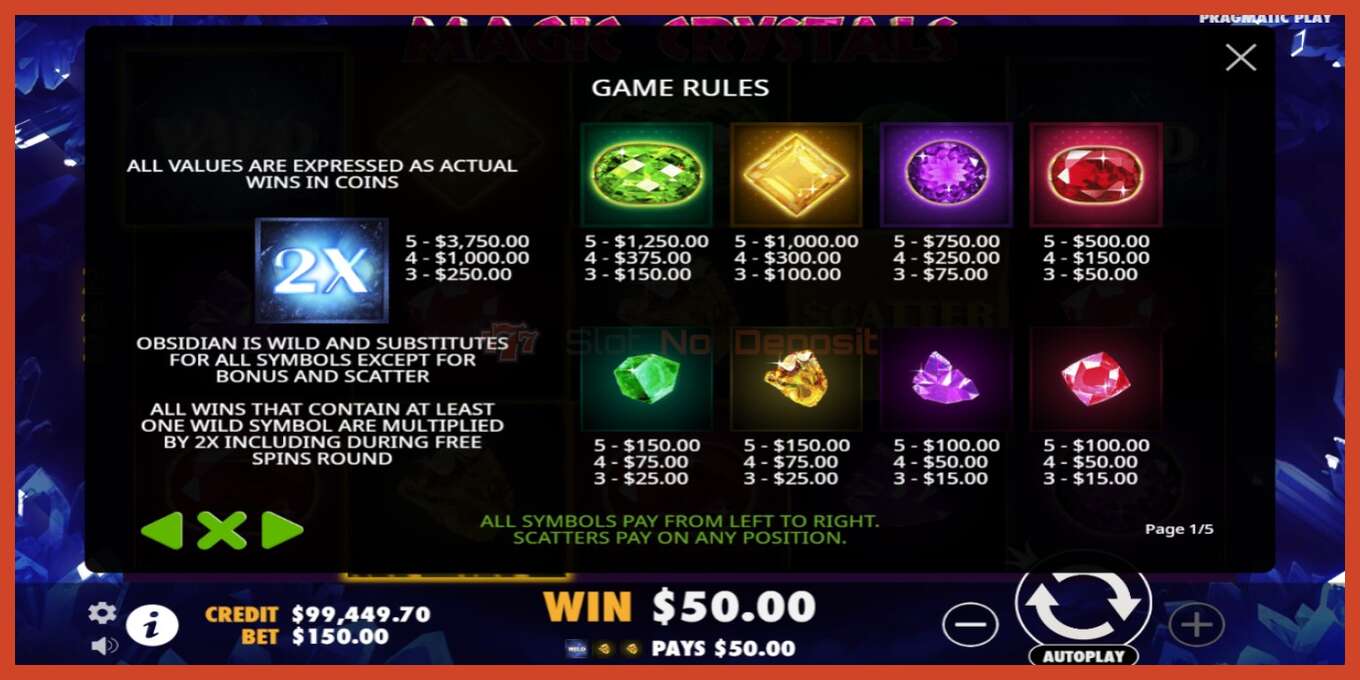 Slot screenshot: Magic Crystals no deposit, number - 4