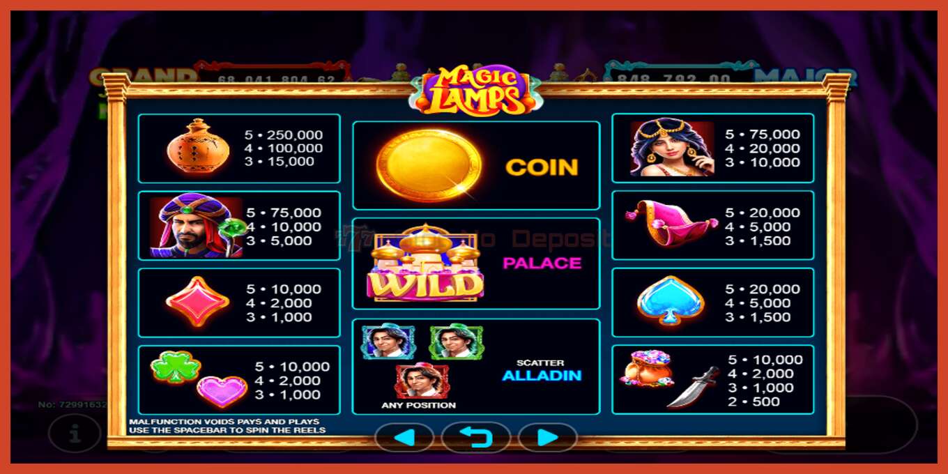 Slot screenshot: Magic Lamps no deposit, number - 2