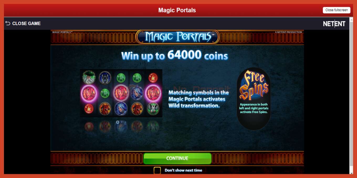 Slot screenshot: Magic Portals no deposit, number - 1