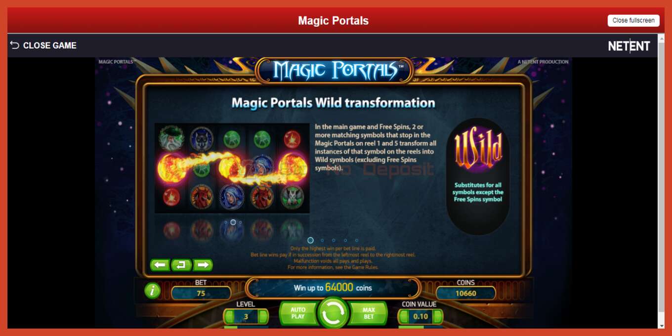 სლოტის სკრინშოტი: Magic Portals დეპოზიტის გარეშე, ნომერი - 5