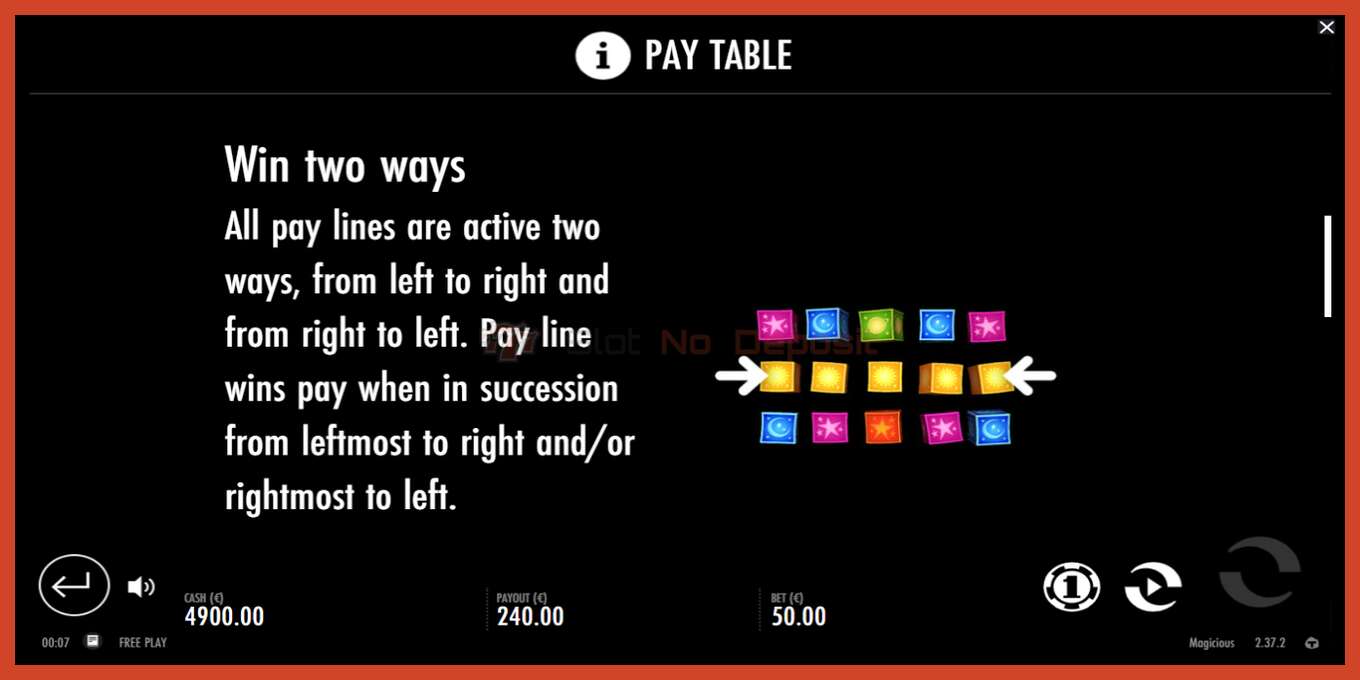 Slot screenshot: Magicious no deposit, number - 5