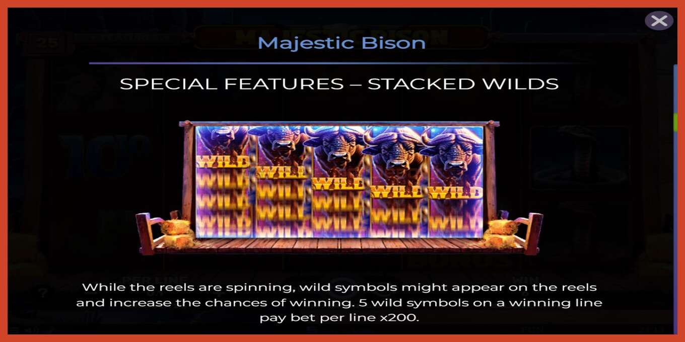 Slot screenshot: Majestic Bison no deposit, number - 6