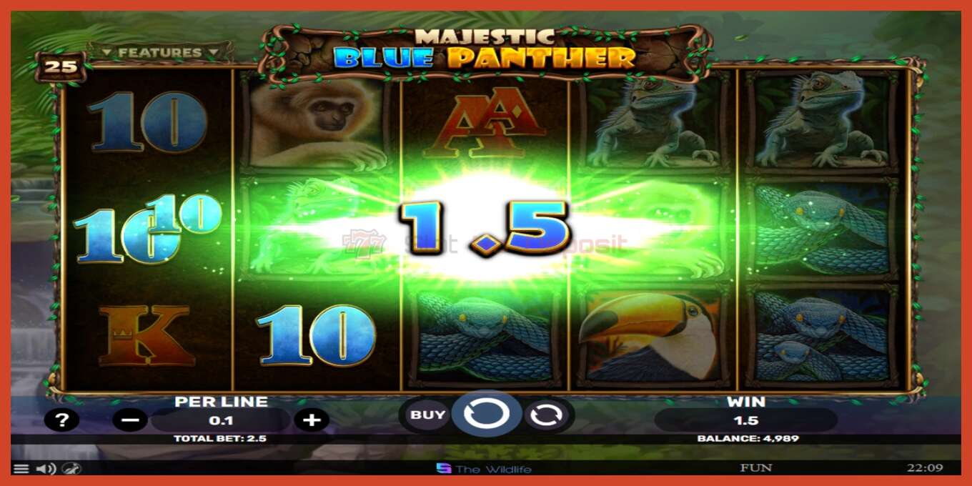 Slot screenshot: Majestic Blue Panther no deposit, number - 3