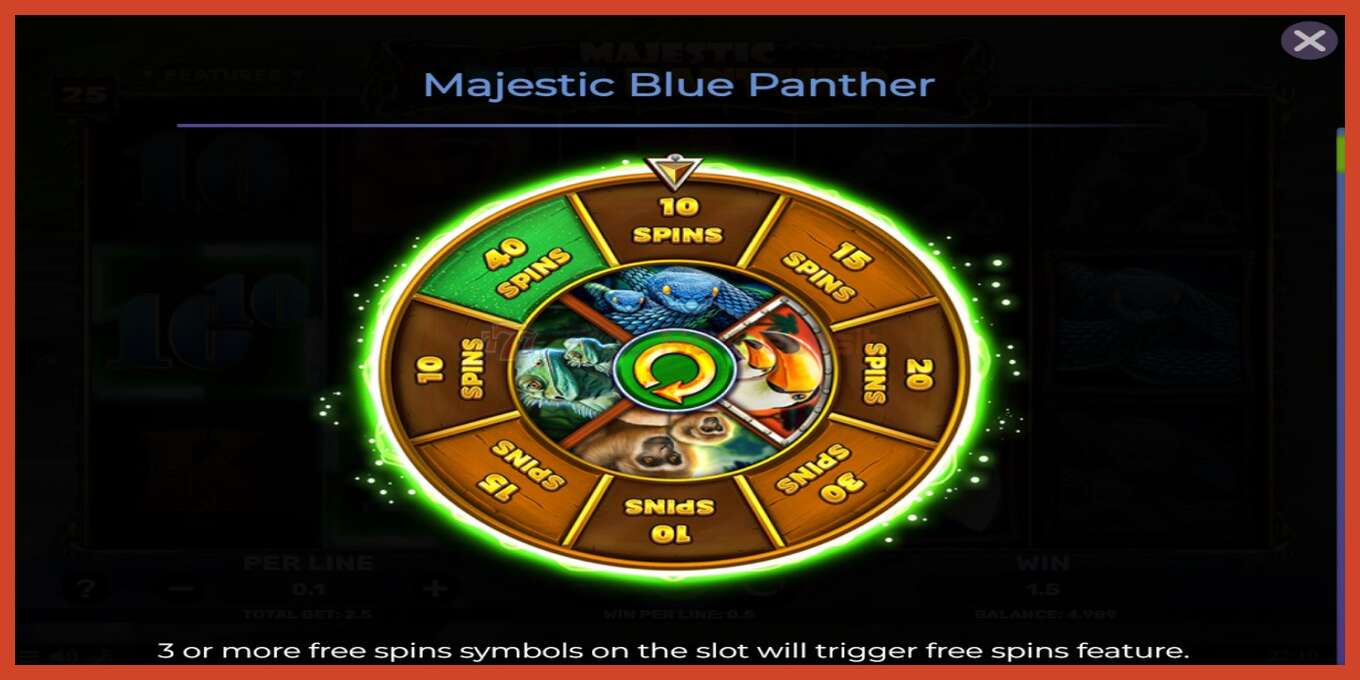 Slot screenshot: Majestic Blue Panther no deposit, number - 4