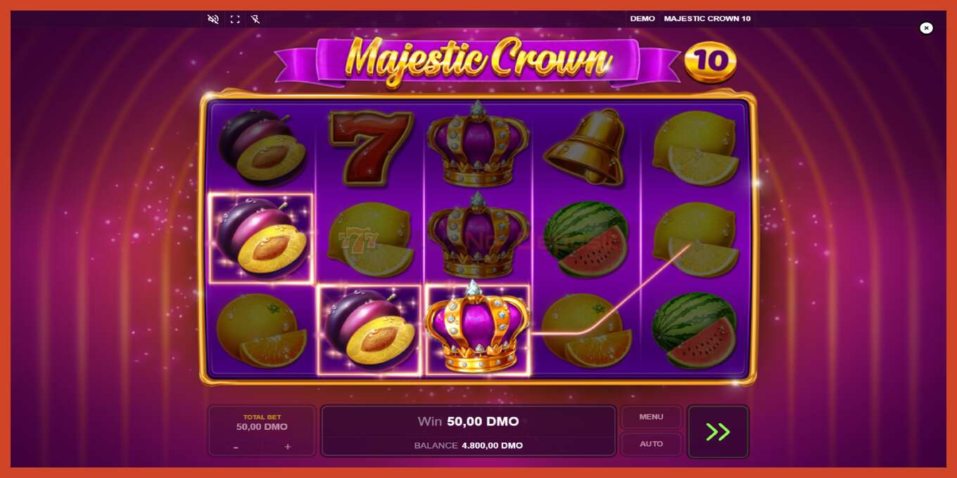 Snímka obrazovky slotu: Majestic Crown 10 žiadny vklad, číslo - 4