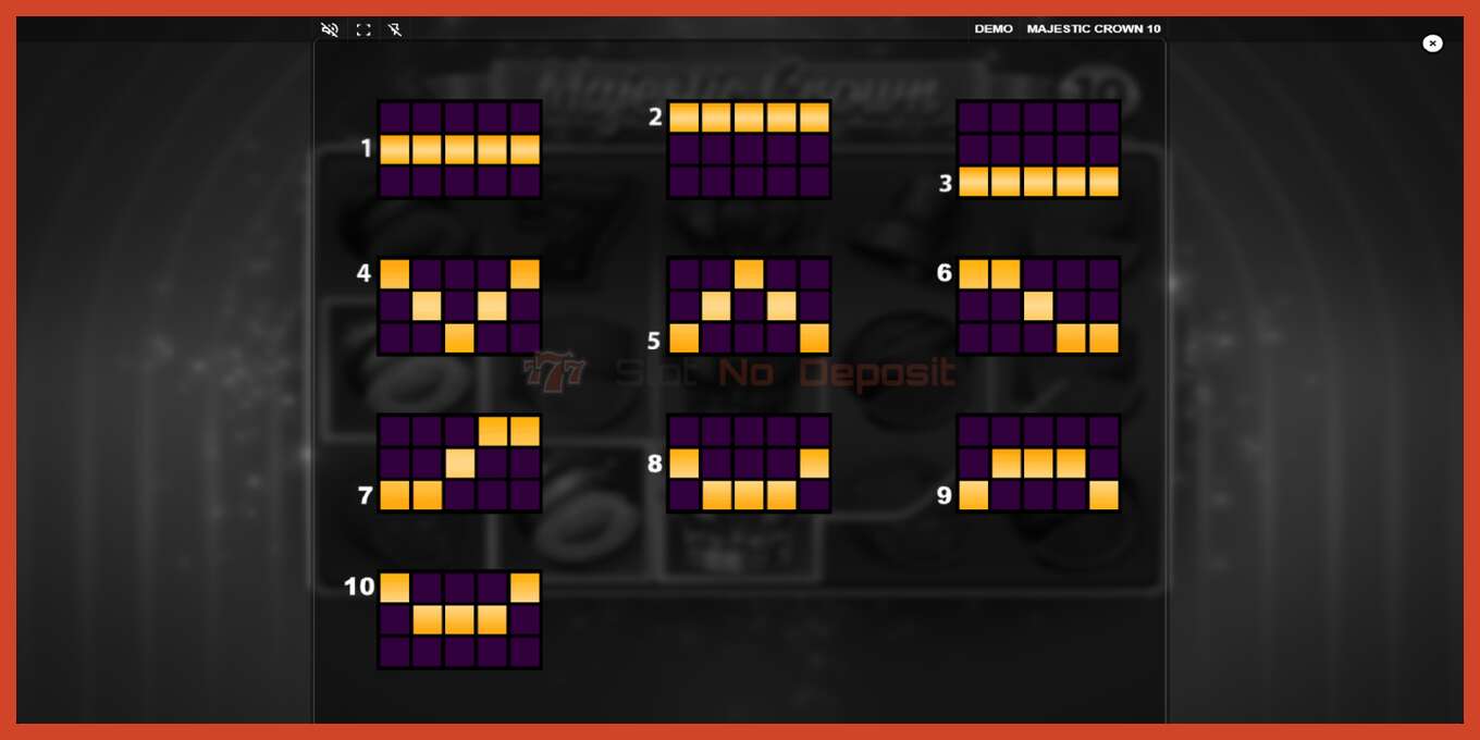 Snímka obrazovky slotu: Majestic Crown 10 žiadny vklad, číslo - 6