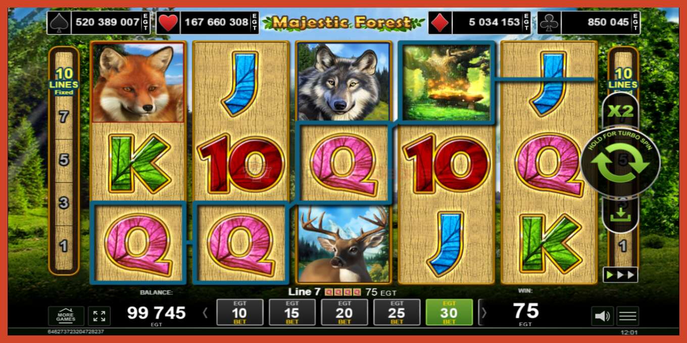 Slot screenshot: Majestic Forest no deposit, number - 2