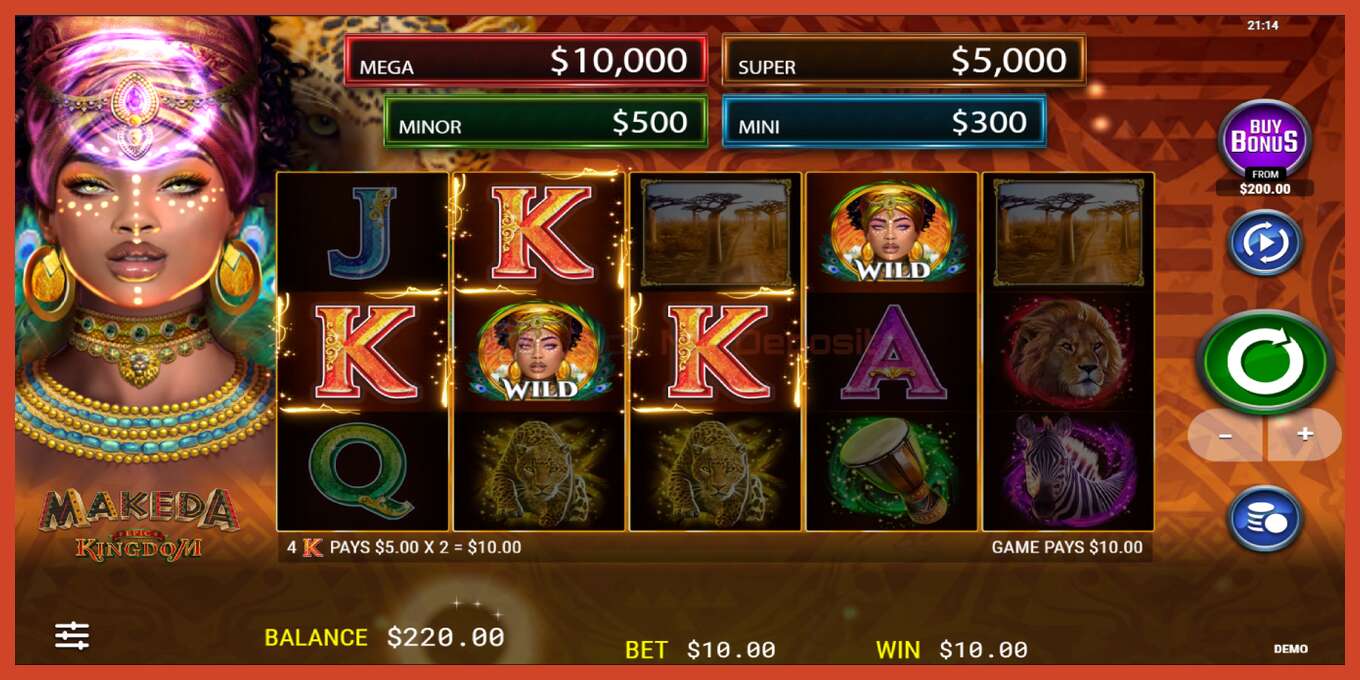 Slot скриншоту: Makeda Epic Kingdom депозит жок, саны - 3