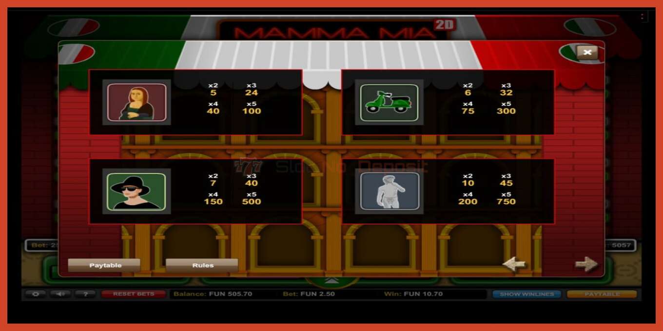 Slot screenshot: Mamma Mia 2D no deposit, number - 6